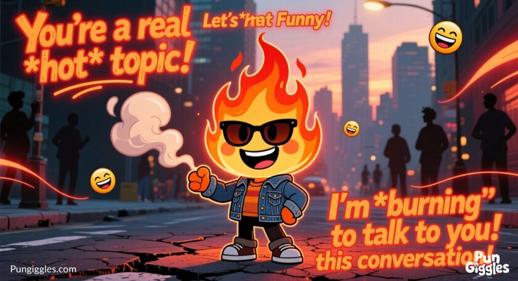 From Embers to Explosions: The Range of Fire Puns